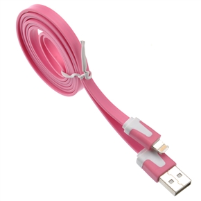 BuySKU69532 1M Flat Noodle Style 8-pin USB Sync Data & Charging Cable for iPhone 5 /iPad mini /iPad 4 (Pink)