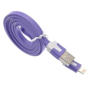 BuySKU69531 1M Flat Noodle Style 8-pin USB Sync Data & Charging Cable for iPhone 5 /iPad mini /iPad 4 (Purple)