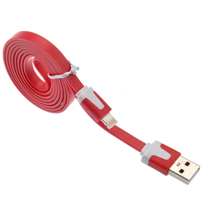 BuySKU69538 1M Flat Noodle Style 8-pin USB Sync Data & Charging Cable for iPhone 5 /iPad mini /iPad 4 (Red)