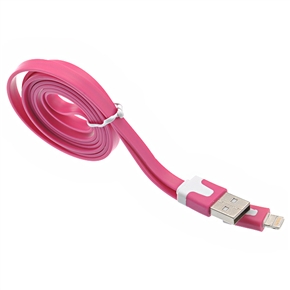 BuySKU69533 1M Flat Noodle Style 8-pin USB Sync Data & Charging Cable for iPhone 5 /iPad mini /iPad 4 (Rosy)