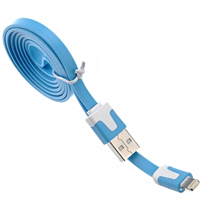 BuySKU69536 1M Flat Noodle Style 8-pin USB Sync Data & Charging Cable for iPhone 5 /iPad mini /iPad 4 (Sky-blue)