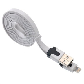BuySKU69540 1M Flat Noodle Style 8-pin USB Sync Data & Charging Cable for iPhone 5 /iPad mini /iPad 4 (White)