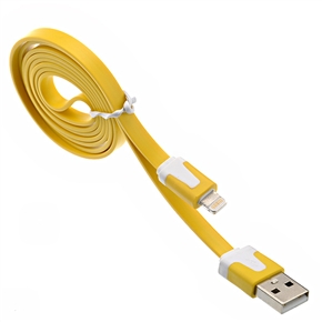 BuySKU69537 1M Flat Noodle Style 8-pin USB Sync Data & Charging Cable for iPhone 5 /iPad mini /iPad 4 (Yellow)