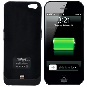 BuySKU69654 2-in-1 2000mAh External Power Pack Backup Battery Hard Protective Back Case with Stand for iPhone 5 (Black)