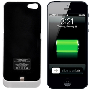 BuySKU69653 2-in-1 2000mAh External Power Pack Backup Battery Hard Protective Back Case with Stand for iPhone 5 (White)