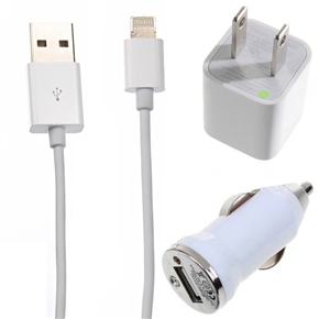 BuySKU68793 3-in-1 US-plug AC Power Adapter & Car Charger with 8-pin USB Data Cable for iPhone 5 /iPod touch 5 /iPod nano 7 (White)