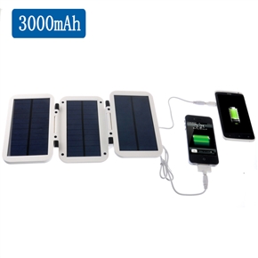 BuySKU69268 3000mAh Foldable USB/Solar Powered Emergency Charger Mobile Power Bank for iPad /iPhone /Samsung /Nokia /LG /MP3 (White)