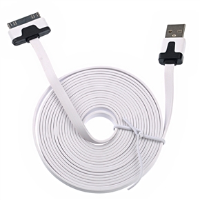 BuySKU69396 3M Flat Noodle Style 30-pin USB Sync Data & Charging Cable for iPad /iPhone /iPod (White)