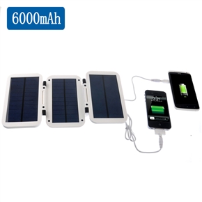 BuySKU69269 6000mAh Foldable USB/Solar Powered Emergency Charger Mobile Power Bank for iPad /iPhone /Samsung /Nokia /LG /MP3 (White)