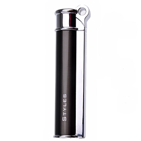 BuySKU69366 Columnar Shape Styles Metal Cigarette Lighter (Jet-black)
