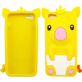 BuySKU69282 Cute 3D Crown Pig Shaped Soft Silicone Protective Back Case Cover for iPhone 5 (Yellow)