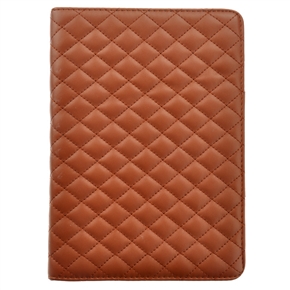 BuySKU69506 Durable Rhombus Pattern PU Protective Case Cover with Stand & Magnetic Closure for iPad mini (Brown)