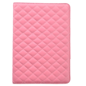 BuySKU69507 Durable Rhombus Pattern PU Protective Case Cover with Stand & Magnetic Closure for iPad mini (Pink)