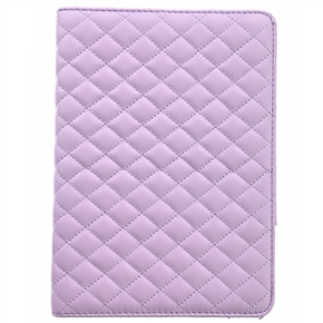 BuySKU69508 Durable Rhombus Pattern PU Protective Case Cover with Stand & Magnetic Closure for iPad mini (Purple)