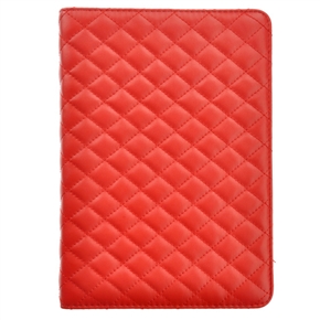 BuySKU69504 Durable Rhombus Pattern PU Protective Case Cover with Stand & Magnetic Closure for iPad mini (Red)