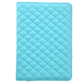 BuySKU69505 Durable Rhombus Pattern PU Protective Case Cover with Stand & Magnetic Closure for iPad mini (Sky-blue)