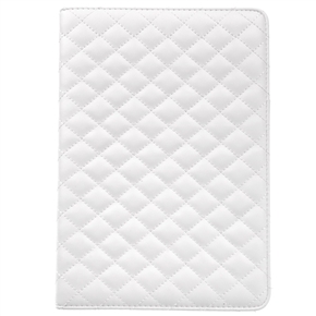 BuySKU69509 Durable Rhombus Pattern PU Protective Case Cover with Stand & Magnetic Closure for iPad mini (White)