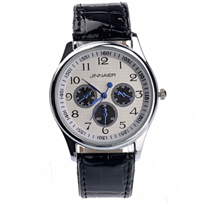BuySKU69290 Fashion PU Band Style Women's Quartz Wrist Watch with Stainless Steel Round Case (Black)