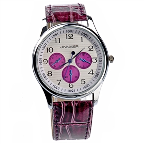 BuySKU69285 Fashion PU Band Style Women's Quartz Wrist Watch with Stainless Steel Round Case (Purple)