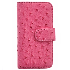 BuySKU69512 Left-right Open Style Ostrich Skin PU Protective Case with Card Holders & Inner Hard Back Case for iPhone 5 (Rosy)