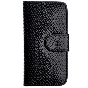 BuySKU69295 Left-right Open Snake-skin Pattern PU Protective Case Cover with Inner Hard Back Case & Card Holder for iPhone 5 (Black)