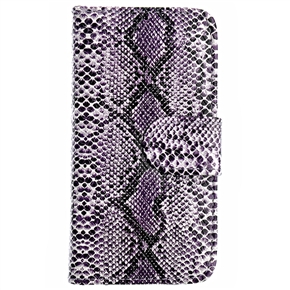 BuySKU69292 Left-right Open Snake-skin Pattern PU Protective Case with Inner Hard Back Case & Card Holder for iPhone 5 (Purple)