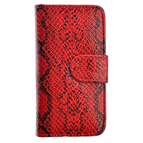 BuySKU69293 Left-right Open Snake-skin Pattern PU Protective Case Cover with Inner Hard Back Case & Card Holder for iPhone 5 (Red)