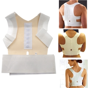 BuySKU69568 Magnetic Back & Shoulder Support Uni-sex Body Posture Corrective Braces - Size M (White)