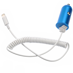 BuySKU69605 Portable 8-pin Stretch Cable Car Charger Adapter for iPhone 5 /iPad mini /iPad 4 /iPod touch 5 /iPod nano 7 (Blue)