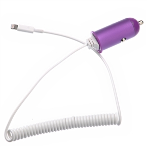 BuySKU69604 Portable 8-pin Stretch Cable Car Charger Adapter for iPhone 5 /iPad mini /iPad 4 /iPod touch 5 /iPod nano 7 (Purple)