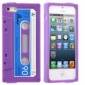 BuySKU69733 Retro Cassette Tape Shaped Soft Silicone Protective Back Case Cover for iPhone 5 (Purple)