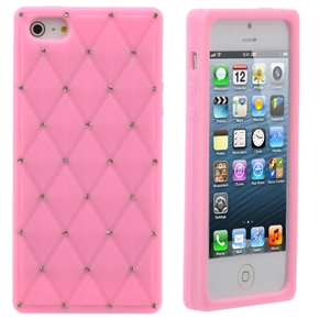 BuySKU69732 Sparkling Rhinestones Style Diamond Pattern Soft Silicone Protective Back Case Cover for iPhone 5 (Pink)