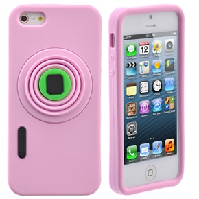 BuySKU69708 Unique Camera Pattern Soft Silicone Protective Back Case Cover for iPhone 5 (Pink)