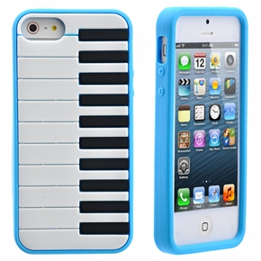 BuySKU69714 Unique Piano Keys Style Soft Silicone Protective Back Case Cover for iPhone 5 (Sky-blue)