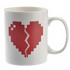 BuySKU69432 Unique Pixel Heart-broken Pattern Heat-sensitive Color Changing Mug Cup (White)