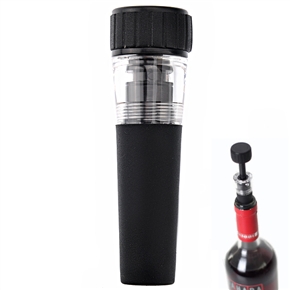 BuySKU69454 Vacuum Sealed Wine Bottle Stopper Wine Fresh Plug with Black Cap