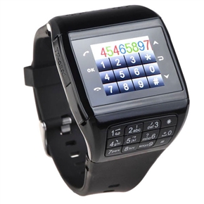 BuySKU52436 1.2" Touch Screen Single SIM Card Unlocked Watch-shaped Mobile Cell Phone with Bluetooth (Black)