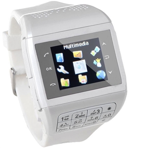 BuySKU52440 1.2" Touch Screen Single SIM Card Unlocked Watch-shaped Mobile Cell Phone with Bluetooth (White)