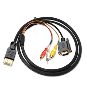 BuySKU23414 1.5M HDMI HDTV to VGA HD15 and Y/Pb/Pr 3 RCA Cable Adapter