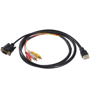 BuySKU65863 1.5M-Length HDMI to VGA and Composite RCA Audio Video Cable (Black)