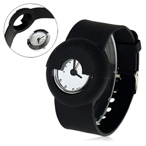 BuySKU57872 11 Dots Hour Markers Wrist Watch with Rubber Band (Black)