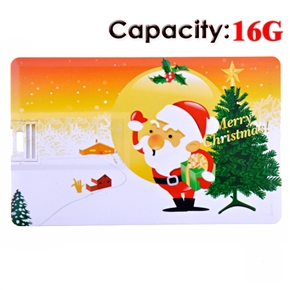 BuySKU66860 16G Merry Christmas Double-sided Pattern Credit Card Style Flash Drive