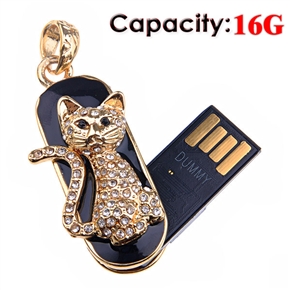 BuySKU60482 16GB USB Flash Drive U Disk Flash Memory with Golden Cat Decoration