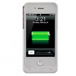 BuySKU64141 1900mAh Back Case External Supplemental Battery Emergency Charger Mobile Power Bank Source for iPhone 4 iPhone 4S White