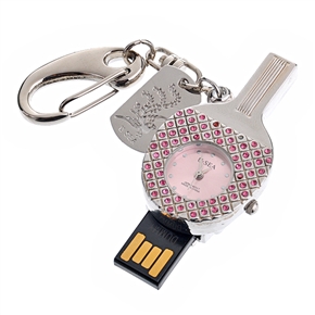 BuySKU60624 1GB Ping-pong Bat U Disk USB Flash Memory Drive Clock with Rhinestone