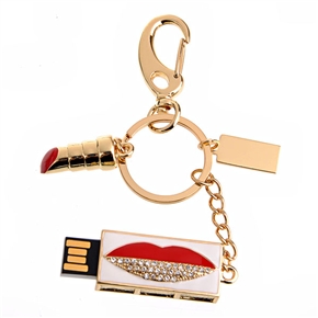 BuySKU60784 1GB U Disk Lip Pattern USB Flash Memory Drive with Rhinestone