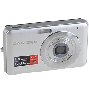 BuySKU61180 2.7" LCD Digital Camera with 12M Pixel CMOS & 8X Digital Zoom (Silver)