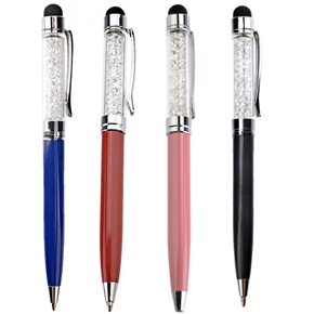 BuySKU67456 2-in-1 Capacitive Touch Screen Stylus Ball Point Pen with Rhinestones for iPad /iPhone - 4 pcs/set (Black+Red+Pink+Blue)