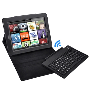 BuySKU65717 2-in-1 Folding PU Protective Case with Detachable Bluetooth 3.0 Silicone Keyboard for iPad /iPad 2 /The new iPad (Black)