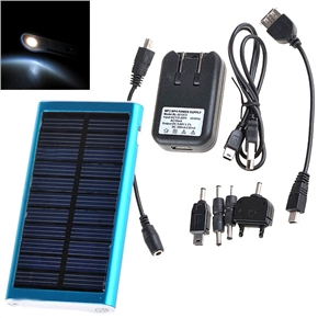 BuySKU52206 2600mAh Power Supply Portable Solar USB Charger with Flashlight for Mobile Phone MP3 MP4 PDA (Blue)
